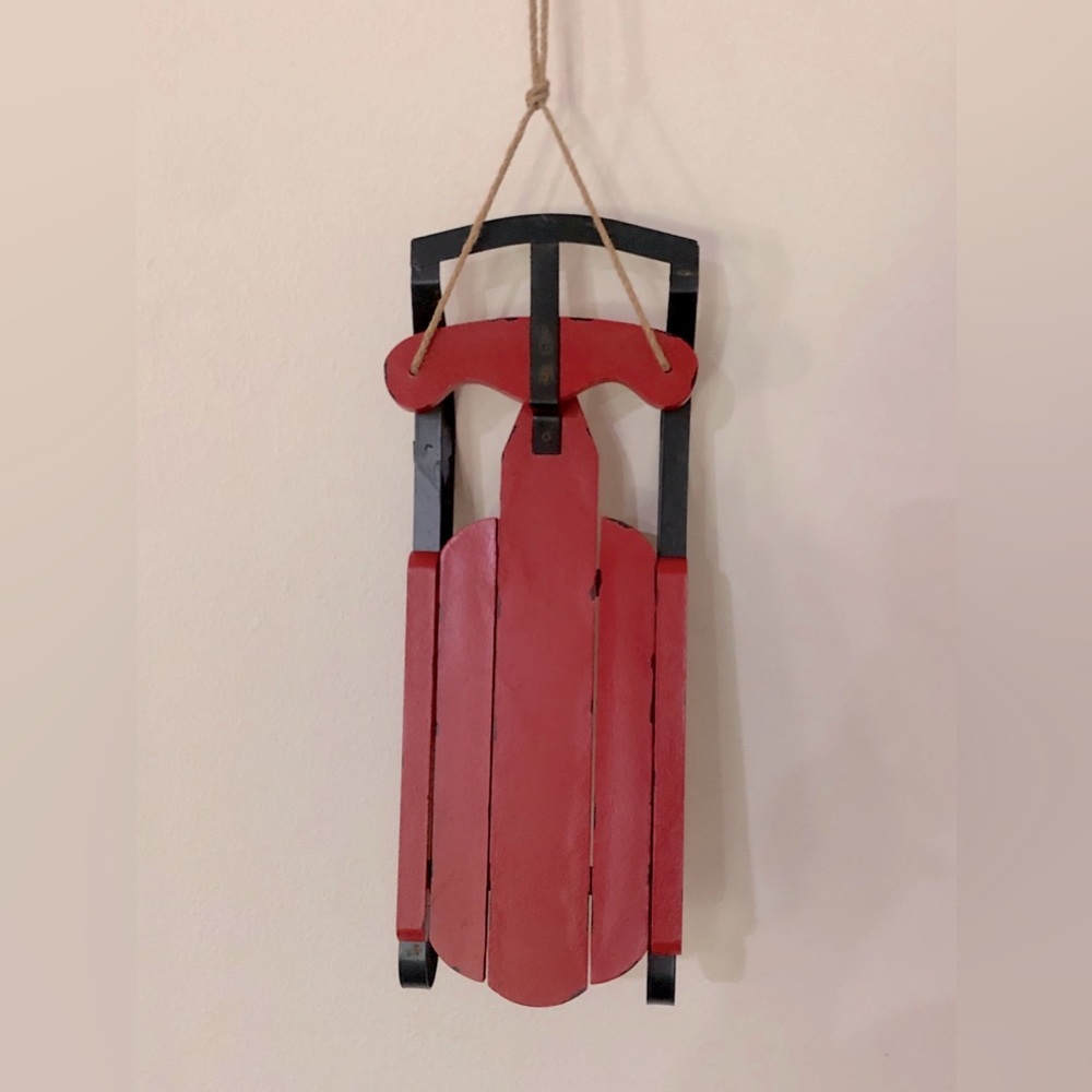 Red and Black Wooden Sled